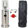 PROWELTEK Chauffage De Terrasse Gaz 13 KW INOX LOUNGE Allumage Piézo + Housse + Tuyau + Détendeur Propane Parasol Chauffant -Chauffage d'extérieur Soldes 51366966 1