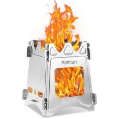 Aomiun Poele A Bois Pliable Compact Pour Pique-Nique De Cuisine De Camping En Plein Air, Taille M, Acier Inoxydable