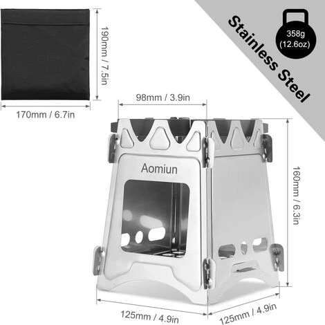 Aomiun Poele A Bois Pliable Compact Pour Pique-Nique De Cuisine De Camping En Plein Air, Taille M, Acier Inoxydable 7 Aomiun Poele A Bois Pliable Compact Pour Pique-Nique De Cuisine De Camping En Plein Air, Taille M, Acier Inoxydable – Image 5