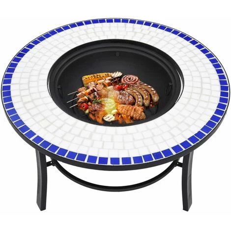 YOUTHUP Foyer Mosaïque Bleu Et Blanc 68 Cm Céramique - Bleu 7 YOUTHUP Foyer Mosaïque Bleu Et Blanc 68 Cm Céramique - Bleu – Image 5