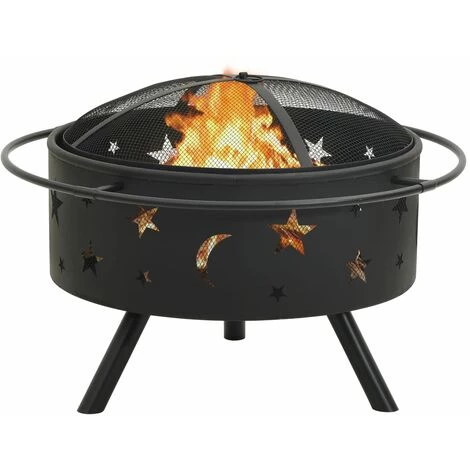 YOUTHUP Foyer Avec Tisonnier 76 Cm XXL Acier - Noir 4 YOUTHUP Foyer Avec Tisonnier 76 Cm XXL Acier - Noir – Image 2