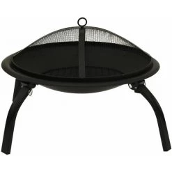 YOUTHUP Foyer Et Barbecue Avec Tisonnier 2 En 1 56x56x49 Cm Acier - Noir -Chauffage d'extérieur Soldes 51885801 4