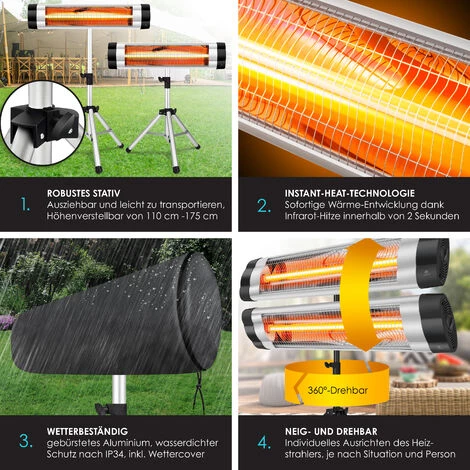 Kesser® Infrarouge Chauffe Radiateur Extérieur Choix De Radiateur De Chaleur, 2500W (de) 6 Kesser® Infrarouge Chauffe Radiateur Extérieur Choix De Radiateur De Chaleur, 2500W (de) – Image 4