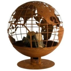 Brasero Rouillé Découpe Laser Planète. Brun. Marque : Esschert Design. Réf. : FF451 - Brun