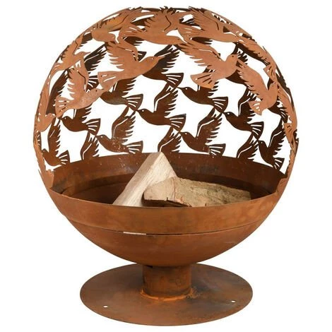 Braséro Rond Avec Découpe Laser Oiseaux. Brun. Marque : Esschert Design. Réf. : FF401 - Brun 3 Braséro Rond Avec Découpe Laser Oiseaux. Brun. Marque : Esschert Design. Réf. : FF401 - Brun