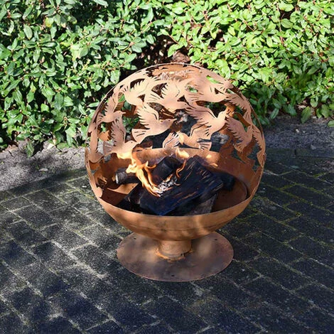 Braséro Rond Avec Découpe Laser Oiseaux. Brun. Marque : Esschert Design. Réf. : FF401 - Brun 4 Braséro Rond Avec Découpe Laser Oiseaux. Brun. Marque : Esschert Design. Réf. : FF401 - Brun – Image 2