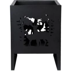 Braséro Carré 30 Cm Motifs Cerfs. Noir. Marque : Esschert Design. Réf. : FF484 - Noir