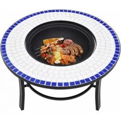 Topdeal Foyer Mosaïque Bleu Et Blanc 68 Cm Céramique -Chauffage d'extérieur Soldes 52091674 3