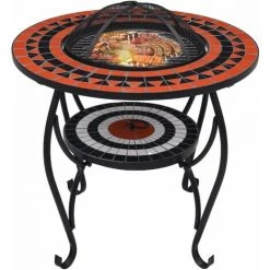Topdeal Table De Foyer Mosaïque Terre Cuite Et Blanc 68 Cm Céramique 9 Topdeal Table De Foyer Mosaïque Terre Cuite Et Blanc 68 Cm Céramique -Chauffage d'extérieur Soldes 52091681 3