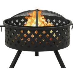 Topdeal Foyer Avec Tisonnier 68 Cm XXL Acier FF311890_FR -Chauffage d'extérieur Soldes 52099964 2