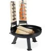 Relaxdays Planche De Cèdre Avec Brasero, X2, Bois, Bac à Feu En Fer 60 Cm, Set Saumon à Griller, Jardin, Terrasse, Noir -Chauffage d'extérieur Soldes 52204869 1