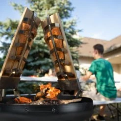 Relaxdays Planche De Cèdre Avec Brasero, X2, Bois, Bac à Feu En Fer 60 Cm, Set Saumon à Griller, Jardin, Terrasse, Noir -Chauffage d'extérieur Soldes 52204869 4