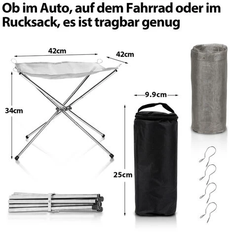 Hengda Foyer Ensemble De Paniers à Feu Avec Sac Acier Inoxydable Extérieur Mesh Camping Pliable 42X42CM - Argent 4 Hengda Foyer Ensemble De Paniers à Feu Avec Sac Acier Inoxydable Extérieur Mesh Camping Pliable 42X42CM - Argent – Image 2