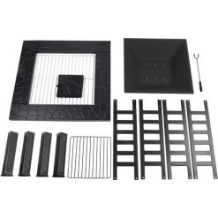 AICOK Brasero Exterieur 81*81*44cm,Terrasse BBQ,Brasero Barbecue,avec Grill,Couverture Étanche,Couvercle De Protection Contre Les Étincelles -Chauffage d'extérieur Soldes 52668243 5