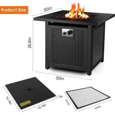 Femor Foyers à Gaz Extérieurs Et Braséros,Chauffe Terrasse Gaz,Gaz Feu Cheminée,76*76*67cm,14.5kw,avec Housse De Protection Imperméable & Pierres De Lave & Grille De Protection,pour Jardin Terrasses 4 Femor Foyers à Gaz Extérieurs Et Braséros,Chauffe Terrasse Gaz,Gaz Feu Cheminée,76*76*67cm,14.5kw,avec Housse De Protection Imperméable & Pierres De Lave & Grille De Protection,pour Jardin Terrasses – Image 2