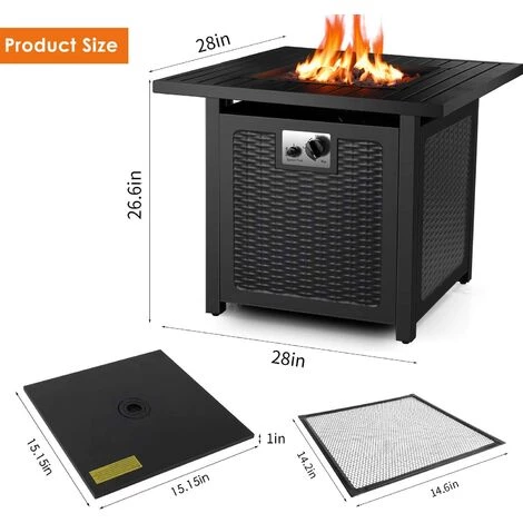 Femor Foyers à Gaz Extérieurs Et Braséros,Chauffe Terrasse Gaz,Gaz Feu Cheminée,72*72*67cm,14.5kw,avec Housse De Protection Imperméable & Pierres De Lave & Grille De Protection,pour Jardin Terrasses 4 Femor Foyers à Gaz Extérieurs Et Braséros,Chauffe Terrasse Gaz,Gaz Feu Cheminée,72*72*67cm,14.5kw,avec Housse De Protection Imperméable & Pierres De Lave & Grille De Protection,pour Jardin Terrasses – Image 2
