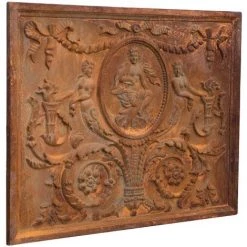 BISCOTTINI PLAQUE DE CHEMINÉE EN FONTE. FINITIONS : ROUILLE NATURELLE. L82XPR3,5XH65 CM