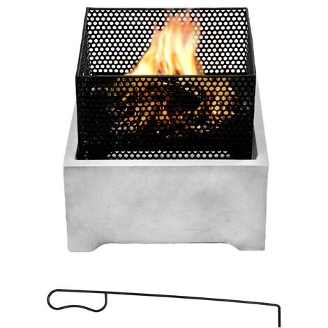 Braséro De Jardin à Bois Chauffage Extérieur Ciment Foyer Acier Carré 38 Cm Avec Tisonnier Gris Noir Teamson Home PT-FW0005 - Gris 3 Braséro De Jardin à Bois Chauffage Extérieur Ciment Foyer Acier Carré 38 Cm Avec Tisonnier Gris Noir Teamson Home PT-FW0005 - Gris
