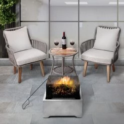 Braséro De Jardin à Bois Chauffage Extérieur Ciment Foyer Acier Carré 38 Cm Avec Tisonnier Gris Noir Teamson Home PT-FW0005 - Gris 9 Braséro De Jardin à Bois Chauffage Extérieur Ciment Foyer Acier Carré 38 Cm Avec Tisonnier Gris Noir Teamson Home PT-FW0005 - Gris -Chauffage d'extérieur Soldes 52780584 3