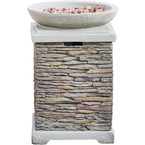 Braséro De Jardin à Gaz Chauffage Extérieur Effet Pierre Naturelle Housse De Protection Roches De Lave Teamson Home HF29308AA-EU - Gris 3 Braséro De Jardin à Gaz Chauffage Extérieur Effet Pierre Naturelle Housse De Protection Roches De Lave Teamson Home HF29308AA-EU - Gris