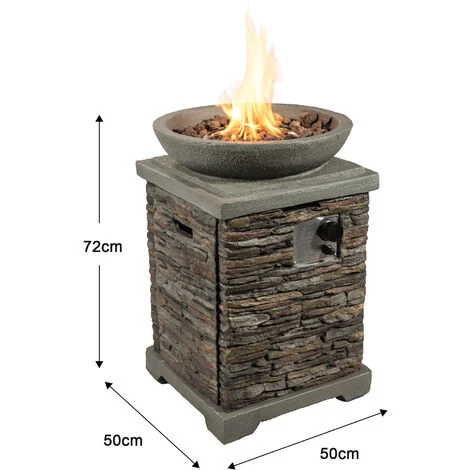 Braséro De Jardin à Gaz Chauffage Extérieur Effet Pierre Naturelle Housse De Protection Roches De Lave Teamson Home HF29308AA-EU - Gris 6 Braséro De Jardin à Gaz Chauffage Extérieur Effet Pierre Naturelle Housse De Protection Roches De Lave Teamson Home HF29308AA-EU - Gris – Image 4