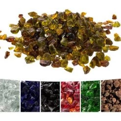 4 Kg Verres De Feu Pour Braséro à Gaz D’extérieur Jardin Verre Trempé Jaune Ambré Teamson Home PT-FG0005 - Brun