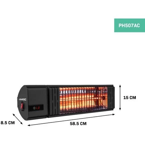 VONROC Chauffage De Terrasse 2000W - Professionnel - Avec Télécommande, Minuterie, Réglage De La Chaleur Et écran LCD - Volsini 5 VONROC Chauffage De Terrasse 2000W - Professionnel - Avec Télécommande, Minuterie, Réglage De La Chaleur Et écran LCD - Volsini – Image 3