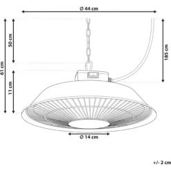 BELIANI Chauffage électrique Suspendu 1500 W Noir - Noir 9 BELIANI Chauffage électrique Suspendu 1500 W Noir - Noir -Chauffage d'extérieur Soldes 52965200 3