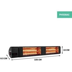 VONROC Chauffage De Terrasse 3000W - Professionnel - Avec Télécommande, Minuterie, Réglage De La Chaleur Et écran LCD - Volsini -Chauffage d'extérieur Soldes 52968575 3