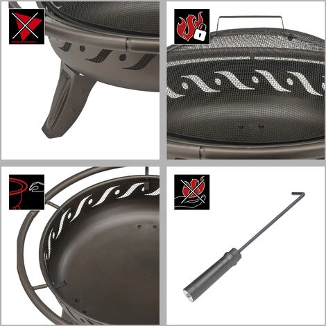 Braséro Rond Avec Couvercle Landmann 06184 - ø75 Cm Brun Metallisé 6 Braséro Rond Avec Couvercle Landmann 06184 - ø75 Cm Brun Metallisé – Image 4