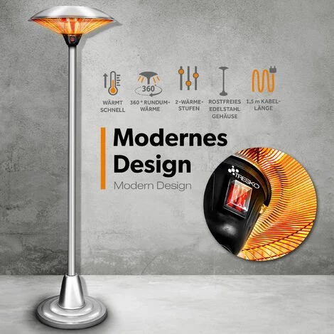 TRESKO Parasol Chauffant 2500W | Chauffage Extérieur Infrarouge 2500W | Radiateur Rayonnant Électrique De Terrasse | 2 Niveaux De Chaleur 4 TRESKO Parasol Chauffant 2500W | Chauffage Extérieur Infrarouge 2500W | Radiateur Rayonnant Électrique De Terrasse | 2 Niveaux De Chaleur – Image 2