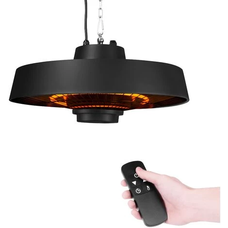 VONROC Chauffage De Terrasse 2000W - Suspendu - Noir - Élément En Carbone - Avec Télécommande, Minuterie Et 2 Niveaux De Chaleur - Vulcano 4 VONROC Chauffage De Terrasse 2000W - Suspendu - Noir - Élément En Carbone - Avec Télécommande, Minuterie Et 2 Niveaux De Chaleur - Vulcano – Image 2