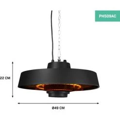 VONROC Chauffage De Terrasse 2000W - Suspendu - Noir - Élément En Carbone - Avec Télécommande, Minuterie Et 2 Niveaux De Chaleur - Vulcano 9 VONROC Chauffage De Terrasse 2000W - Suspendu - Noir - Élément En Carbone - Avec Télécommande, Minuterie Et 2 Niveaux De Chaleur - Vulcano -Chauffage d'extérieur Soldes 53060901 3