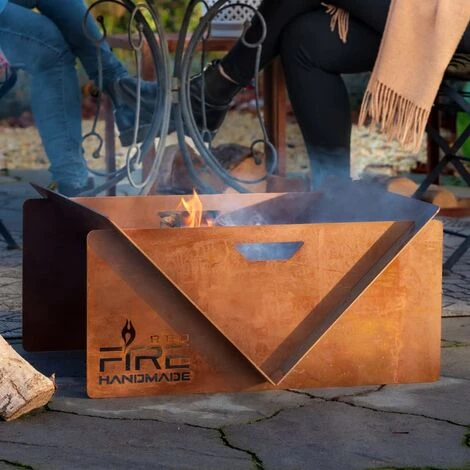 RED FIRE RedFire Foyer Fait à La Main V Rouille Acier - Brun 6 RED FIRE RedFire Foyer Fait à La Main V Rouille Acier - Brun – Image 4