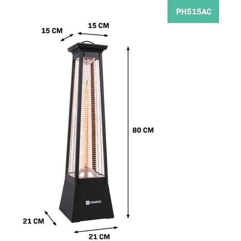 VONROC Chauffage De Terrasse Sur Pied 1500W - Chauffage à 360 Degrés - élément En Carbone - Modèle Compact - Alicudi 5 VONROC Chauffage De Terrasse Sur Pied 1500W - Chauffage à 360 Degrés - élément En Carbone - Modèle Compact - Alicudi – Image 3