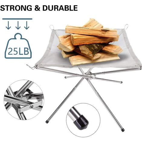 BEARSU Brasero Portable Pour Extérieur, Foyer De Camping Foyer Extérieur Pliable - Grille En Maille Grille Barbecue/Chauffage 16,5 Pouces En Acier INOX, Pour Terrasse, Camping, Voyage, Jardin 7 BEARSU Brasero Portable Pour Extérieur, Foyer De Camping Foyer Extérieur Pliable - Grille En Maille Grille Barbecue/Chauffage 16,5 Pouces En Acier INOX, Pour Terrasse, Camping, Voyage, Jardin – Image 5