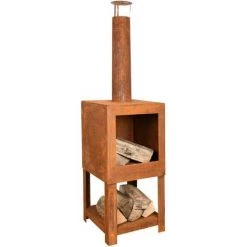 Cheminée Extérieur Effet Rouillé 136 Cm. Brun. Marque : Esschert Design. Réf. : FF298 - Brun