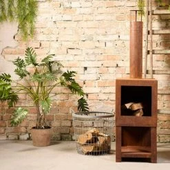 Cheminée Extérieur Effet Rouillé 136 Cm. Brun. Marque : Esschert Design. Réf. : FF298 - Brun -Chauffage d'extérieur Soldes 53516007 3