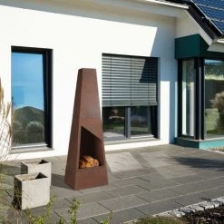 Relaxdays Brasero Extérieur En Acier Corten Patiné, Avec Grille De Foyer Et Tisonnier, HLP : 149x45x45cm, Marron -Chauffage d'extérieur Soldes 53516986 3