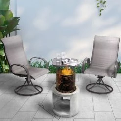 Braséro De Jardin à Bois Chauffage Extérieur Avec Tisonnier Couvercle Acier Ciment Noir Rangement à Bûches Teamson Home PT-FW0003 - Gris 9 Braséro De Jardin à Bois Chauffage Extérieur Avec Tisonnier Couvercle Acier Ciment Noir Rangement à Bûches Teamson Home PT-FW0003 - Gris -Chauffage d'extérieur Soldes 53517349 3