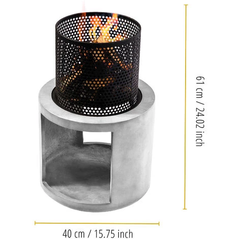 Braséro De Jardin à Bois Chauffage Extérieur Avec Tisonnier Couvercle Acier Ciment Noir Rangement à Bûches Teamson Home PT-FW0003 - Gris 6 Braséro De Jardin à Bois Chauffage Extérieur Avec Tisonnier Couvercle Acier Ciment Noir Rangement à Bûches Teamson Home PT-FW0003 - Gris – Image 4