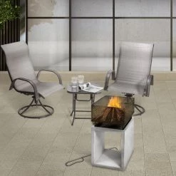 Braséro De Jardin à Bois Chauffage Extérieur Avec Tisonnier Couvercle Acier Ciment Noir Rangement à Bûches Teamson Home PT-FW0004 - Gris 9 Braséro De Jardin à Bois Chauffage Extérieur Avec Tisonnier Couvercle Acier Ciment Noir Rangement à Bûches Teamson Home PT-FW0004 - Gris -Chauffage d'extérieur Soldes 53517350 3