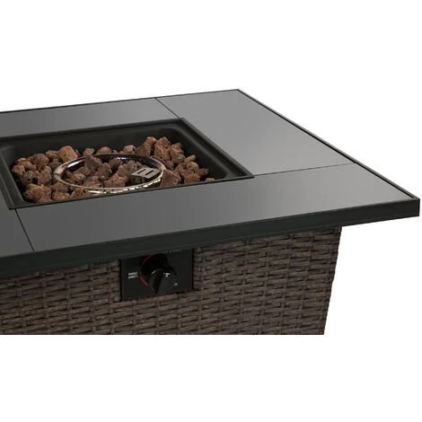 Braséro De Jardin à Gaz Chauffage Extérieur Rotin Acier Housse De Protection Roches De Lave Teamson Home HF30200AA-EU - Marron 4 Braséro De Jardin à Gaz Chauffage Extérieur Rotin Acier Housse De Protection Roches De Lave Teamson Home HF30200AA-EU - Marron – Image 2