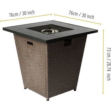 Braséro De Jardin à Gaz Chauffage Extérieur Rotin Acier Housse De Protection Roches De Lave Teamson Home HF30200AA-EU - Marron 7 Braséro De Jardin à Gaz Chauffage Extérieur Rotin Acier Housse De Protection Roches De Lave Teamson Home HF30200AA-EU - Marron – Image 5