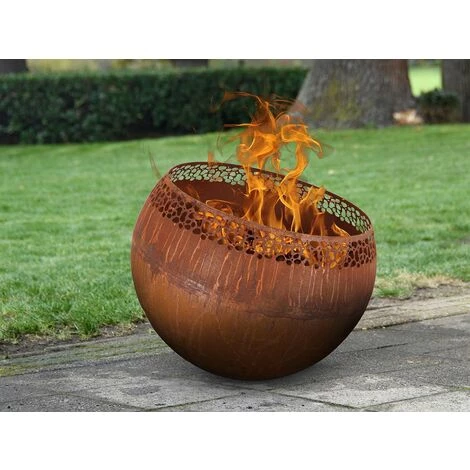 Brasero Terrasse Rond Mouchetée Coloris Rouille - 58 X 58 X 46,5 Cm - Esschert Design - Brun 4 Brasero Terrasse Rond Mouchetée Coloris Rouille - 58 X 58 X 46,5 Cm - Esschert Design - Brun – Image 2