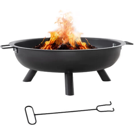 Outsunny Brasero Boule De Feu Cheminée Foyer Extérieur Dim. 79L X 69l X 25,5H Cm 2 Poignées Tisonnier Acier Noir - Noir 3 Outsunny Brasero Boule De Feu Cheminée Foyer Extérieur Dim. 79L X 69l X 25,5H Cm 2 Poignées Tisonnier Acier Noir - Noir