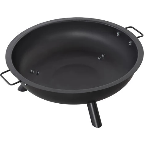Outsunny Brasero Boule De Feu Cheminée Foyer Extérieur Dim. 79L X 69l X 25,5H Cm 2 Poignées Tisonnier Acier Noir - Noir 5 Outsunny Brasero Boule De Feu Cheminée Foyer Extérieur Dim. 79L X 69l X 25,5H Cm 2 Poignées Tisonnier Acier Noir - Noir – Image 3