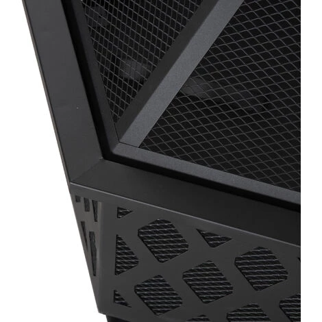Outsunny Brasero Cheminée Foyer Extérieur Hexagonal En Acier Pare-étincelles Avec Tisonnier Dim. 70L X 70l X 58H Cm - Noir - Noir 6 Outsunny Brasero Cheminée Foyer Extérieur Hexagonal En Acier Pare-étincelles Avec Tisonnier Dim. 70L X 70l X 58H Cm - Noir - Noir – Image 4