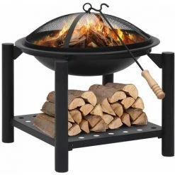 LANGRAY Foyer Avec Tisonnier 54x54x55 Cm Acier Maison & Jardin