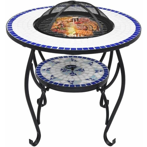 LANGRAY Table De Foyer Mosaïque Bleu Et Blanc 68 Cm Céramique Maison & Jardin 5 LANGRAY Table De Foyer Mosaïque Bleu Et Blanc 68 Cm Céramique Maison & Jardin – Image 3